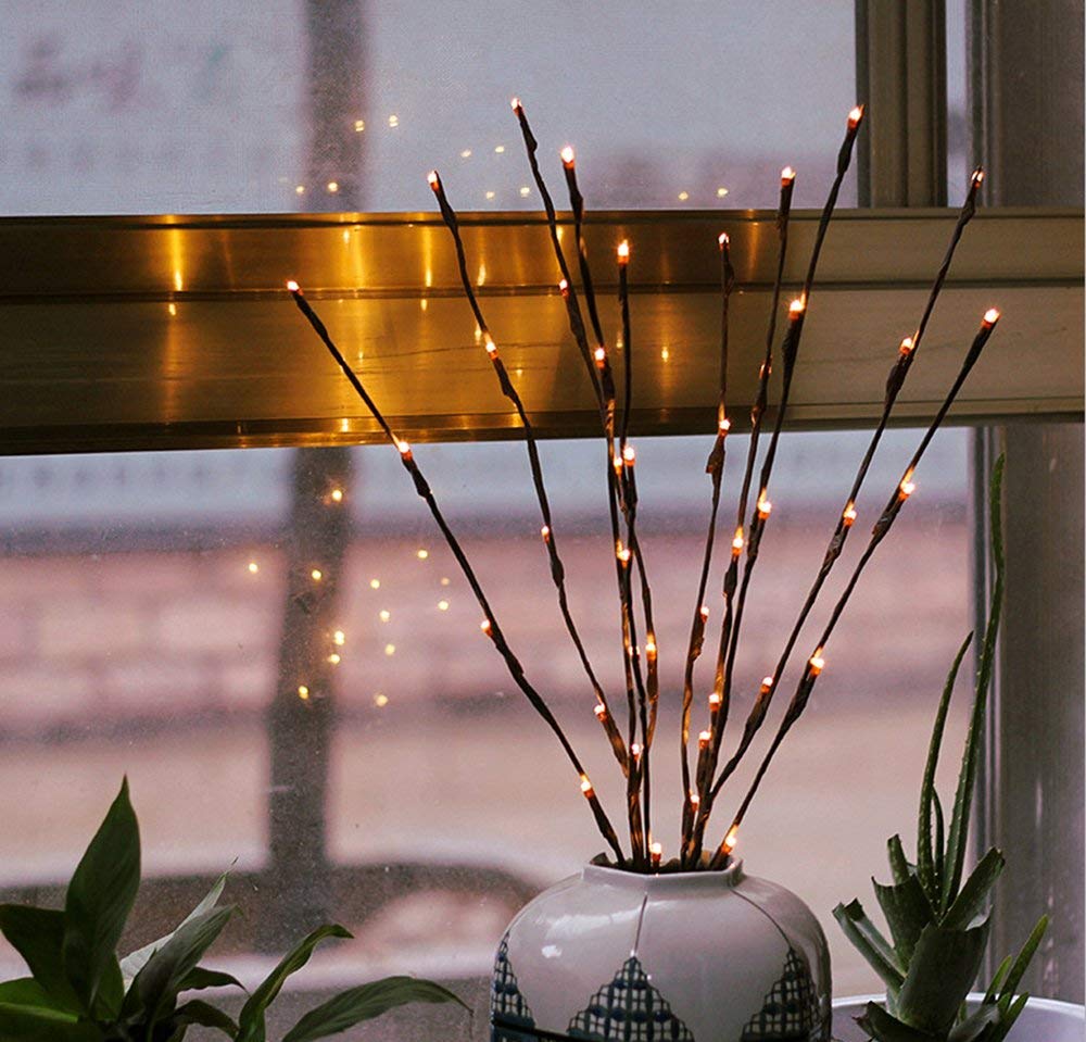 Twig lights online with flowers